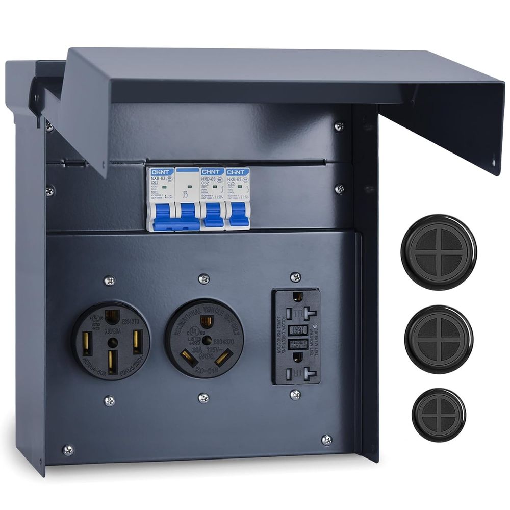 Outdoor Power Receptacle - Tableau électrique pour camping-car avec disjoncteur,