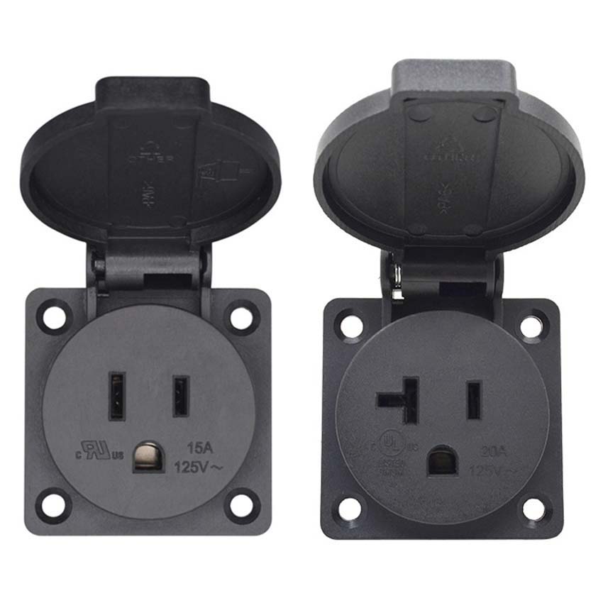 Outdoor Power Receptacle - Noir 125V 15A 20A IP44 CE